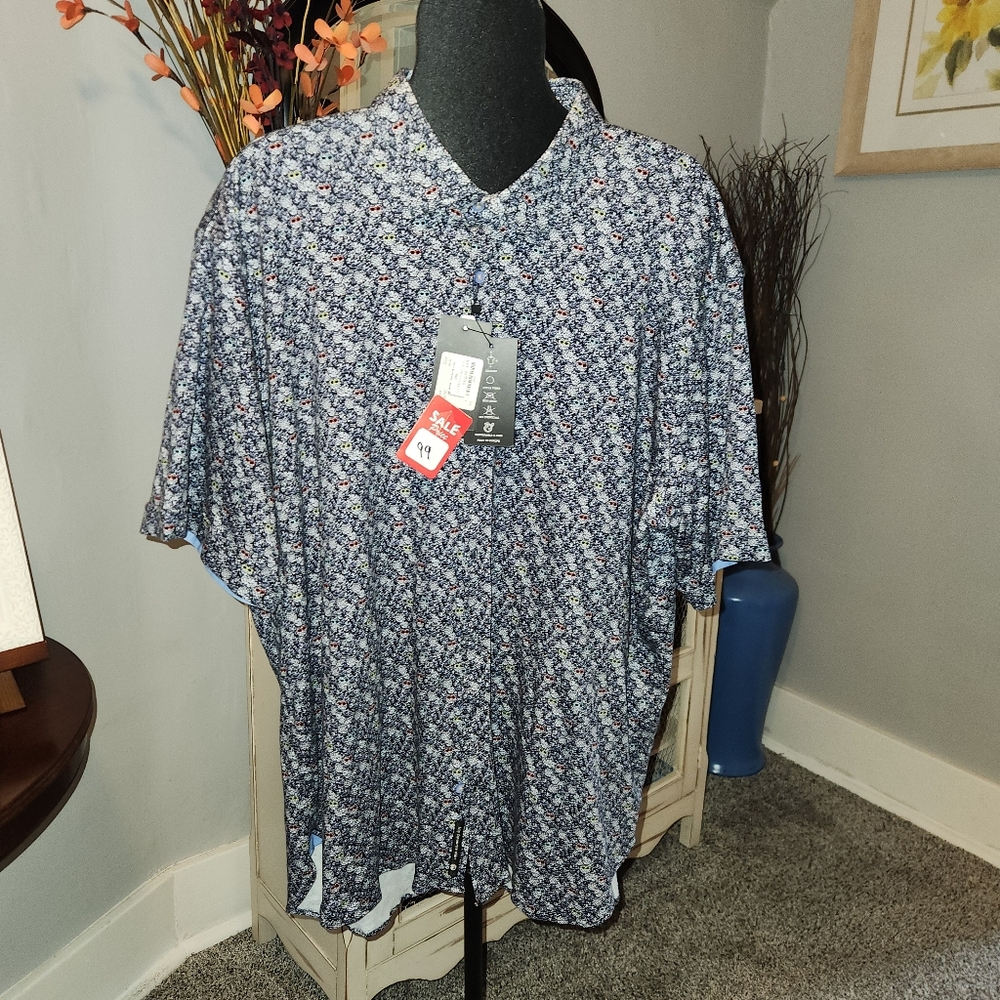 Max Colton Mens Casual Jersey SS Navy  Pine with Multicol Sunglass Print. NWT